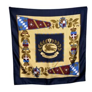 Burberry Nova Check Navy x Brown Silk Scarf
